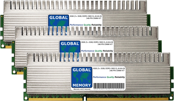 6GB (3 x 2GB) DDR3 1800MHz PC3-14400 240-PIN OVERCLOCK DIMM MEMORY RAM KIT FOR PC DESKTOPS/MOTHERBOARDS 6GB (3 x 2GB) DDR3 1800MHz PC3-14400 240-PIN OVERCLOCK DIMM MEMORY RAM KIT FOR PC DESKTOPS/MOTHERBOARDS